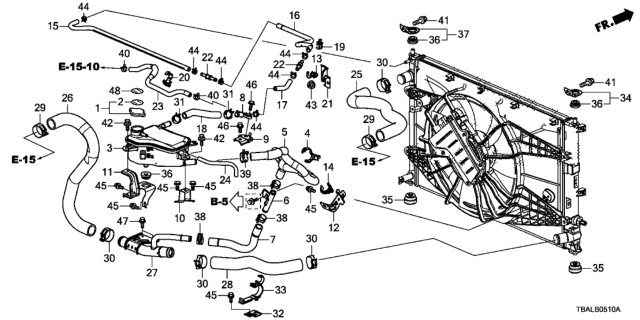 2020 Honda Civic 4 Door EX (LEATHER/TURBO) KL CVT Radiator Hose - Reserve Tank Diagram