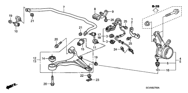 2009 Honda Element Knuckle, Left Front Diagram for 51215-SCV-000