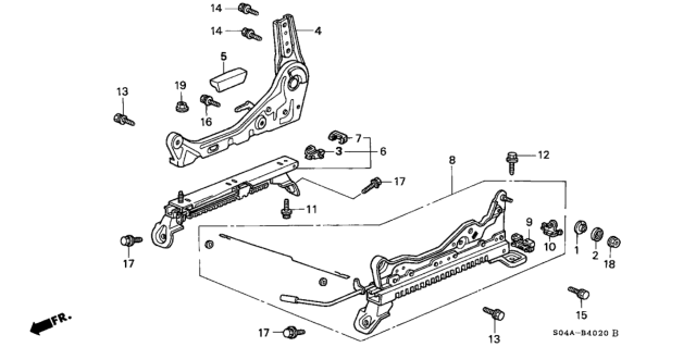 1998 Honda Civic Front Seat Components (Passenger Side) Diagram