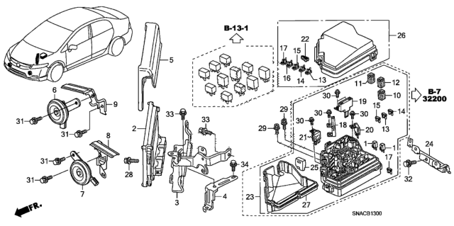 2011 Honda Civic Cover, Relay Box (Upper) Diagram for 38256-SNA-A31