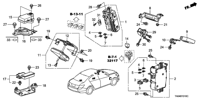 2010 Honda Accord Box Assembly, Driver Fuse Diagram for 38200-TA0-A61