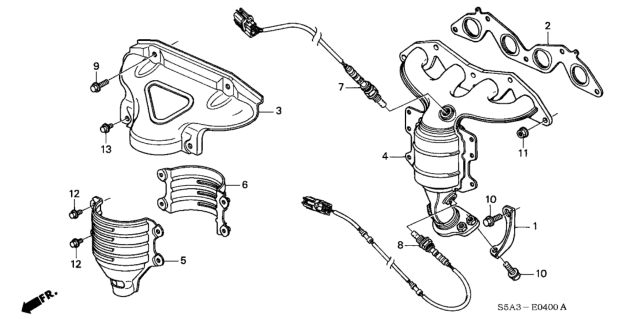2002 Honda Civic Sensor, Rear Oxygen Diagram for 36532-PLM-A01