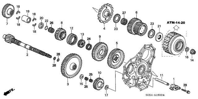 2002 Honda Odyssey 5 Door EXL (LEATHER RES) KA 5AT AT Countershaft (5AT) Diagram
