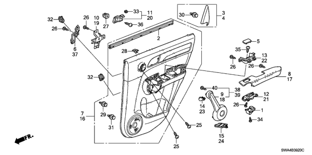 2010 Honda CR-V Armrest, Right Rear Door Lining (Atlas Gray) Diagram for 83702-SWA-A02ZA