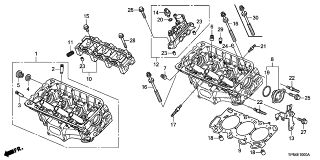 2013 Honda Crosstour 5 Door EXL (4WD) KA 6AT Front Cylinder Head (V6) Diagram