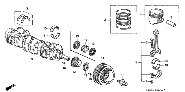 2000 Honda CR-V Bearing D, Connecting Rod (Green) (Taiho) Diagram for 13214-PR4-A02