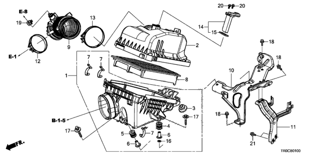 2014 Honda Civic Case Set, Air Cleaner Diagram for 17201-R1A-A01