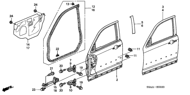 2006 Honda CR-V 5 Door SE KA 5AT Front Door Panels Diagram