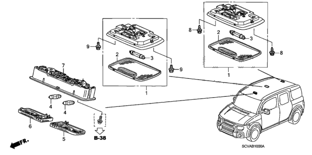 2008 Honda Element Light Assembly, Interior (Titanium) Diagram for 34250-S5P-A01ZG