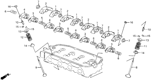 1990 Honda Civic 4 Door EX KL 5MT Valve - Rocker Arm Diagram
