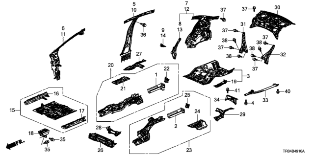 2012 Honda Civic Frame B Set, R. RR. Diagram for 04653-TR0-A00ZZ