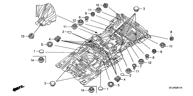2009 Honda Odyssey Grommet (Lower) Diagram 1