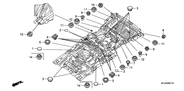 2007 Honda Odyssey Grommet (Lower) Diagram 1