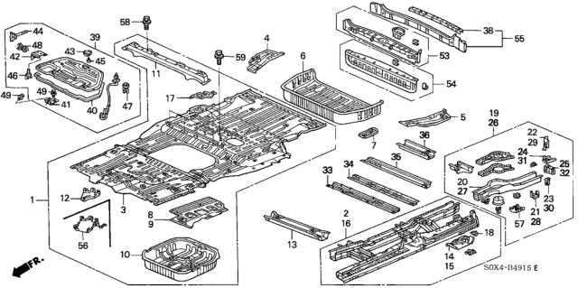 2001 Honda Odyssey Extension, R. RR. Pillar Diagram for 65614-S0X-A00ZZ