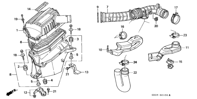 1998 Honda Odyssey 5 Door LX (6 SEATS) KA 4AT Air Cleaner Diagram