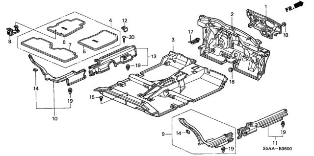 2004 Honda Civic Carpet, Floor *YR239L* (KI IVORY) Diagram for 83301-S5D-A00ZC