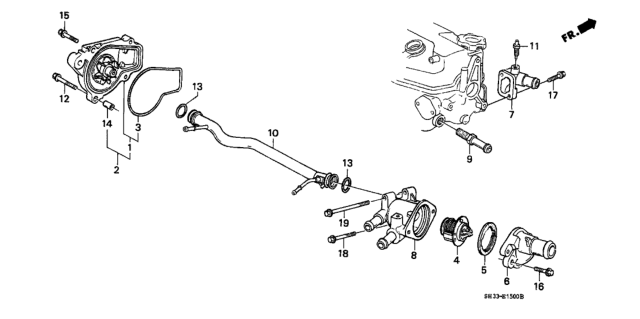 1991 Honda Civic Water Pump - Thermostat Diagram