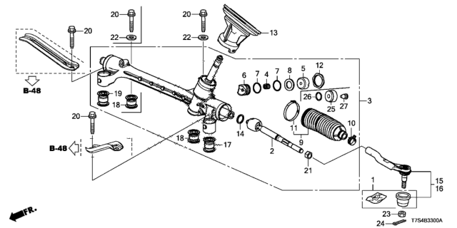2019 Honda HR-V Rack End Complete Diagram for 53010-T7W-003