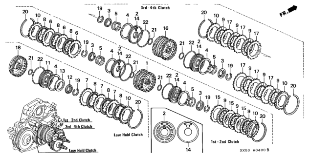 1997 Honda Odyssey 5 Door EX KA 4AT AT Clutch (2.2L) Diagram