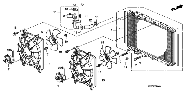 2009 Honda Civic Fan, Cooling Diagram for 38611-RRA-A01