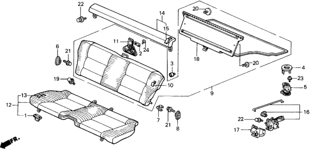 1990 Honda Prelude 2 Door 2.0S KA 4AT Rear Seat Diagram