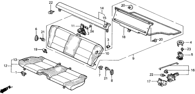 1989 Honda Prelude Seat-Back Assy., RR. *B49L* (FAIR BLUE) Diagram for 82120-SF1-A22ZB