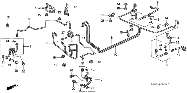 1998 Honda Civic 3 Door CX KA 4AT Brake Lines Diagram