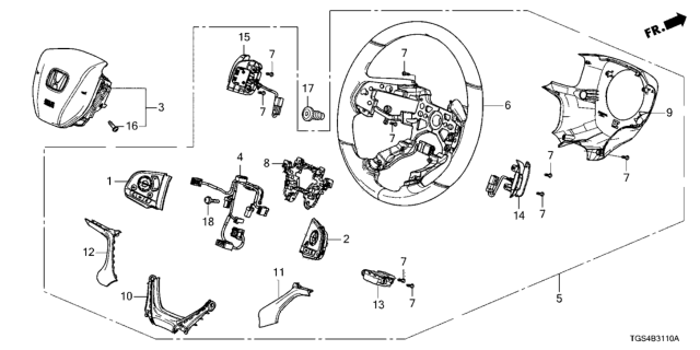 2020 Honda Passport 5 Door EXL (2WD) KA 9AT Steering Wheel Diagram