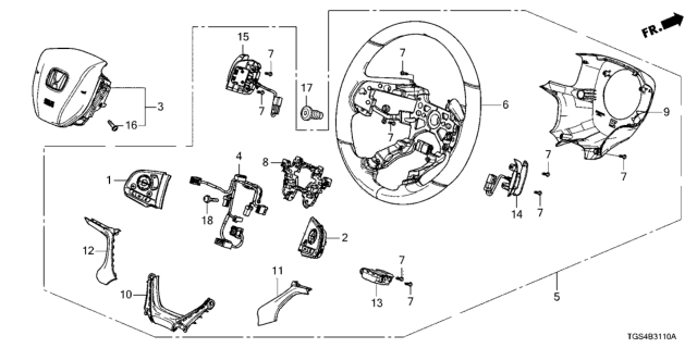 2020 Honda Passport Wheel, Steering (Deep Black) Diagram for 78500-TGS-A11ZA