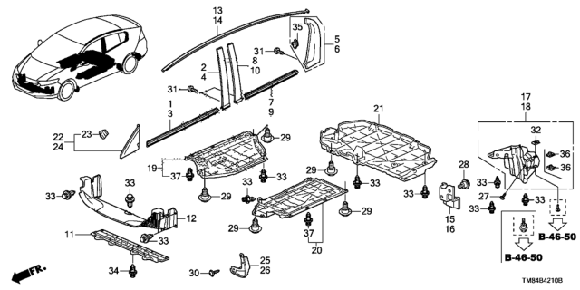 2014 Honda Insight Garnish Assy., L. FR. Corner Pillar Diagram for 75495-TM8-A01