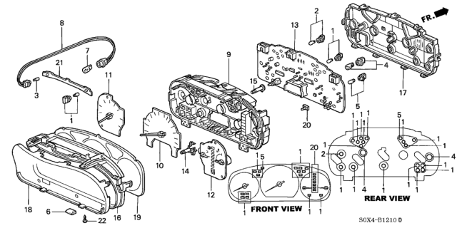 1999 Honda Odyssey Tachometer Assembly Diagram for 78125-S0X-A01