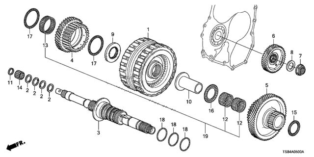 2012 Honda Civic 2 Door EX-L KA 5AT AT Mainshaft (5AT) Diagram