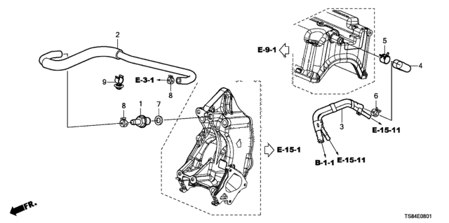 2012 Honda Civic Valve Assembly, Pcv Diagram for 17130-RX0-A01