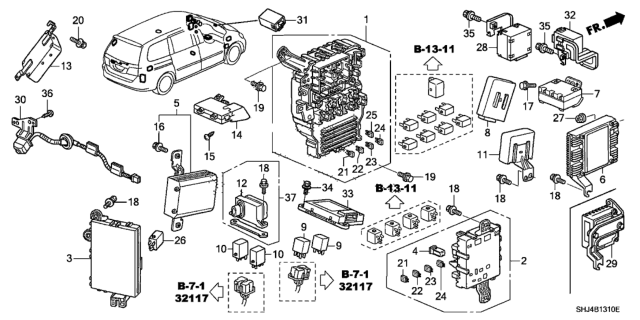 2007 Honda Odyssey Control Unit (Cabin) Diagram 1