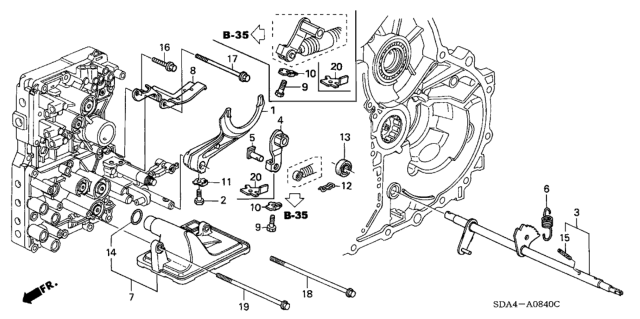 2004 Honda Accord AT Shift Fork (L4) Diagram