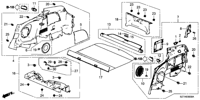 2016 Honda CR-Z Lining Assy., R. RR. Side *NH167L* (GRAPHITE BLACK) Diagram for 83730-SZT-A01ZA