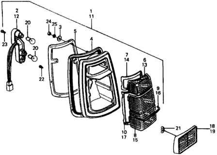 1977 Honda Civic 2 Door ** (1200) ** 4MT Rear Combination Light Diagram