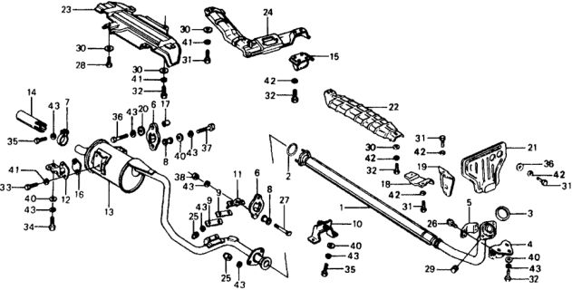 1975 Honda Civic Clamp B, Exhuast Pipe Diagram for 18214-659-010