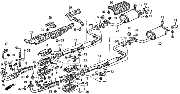 1993 Honda Accord Exhaust System Diagram