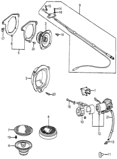 1985 Honda Accord Radio Antenna - Speaker Diagram