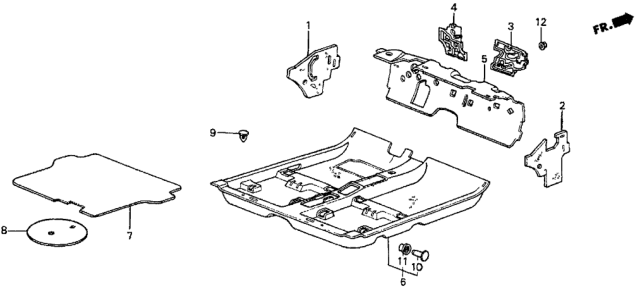 1987 Honda Prelude 2 Door DX KL 4AT Floor Mat Diagram