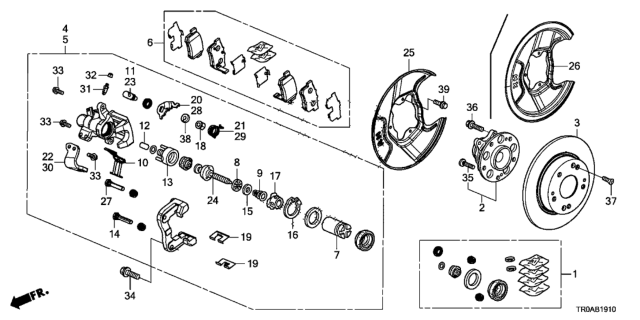 2013 Honda Civic 4 Door SI (HPT) KA 6MT Rear Brake (Disk) Diagram