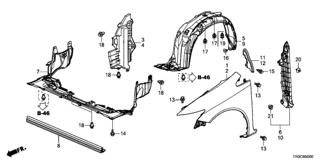 2014 Honda Civic Front Fenders Diagram