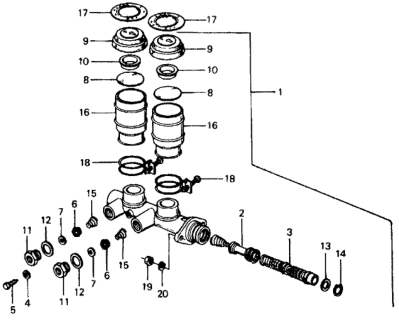 1975 Honda Civic 5 Door ** KA 4MT Master Cylinder Diagram