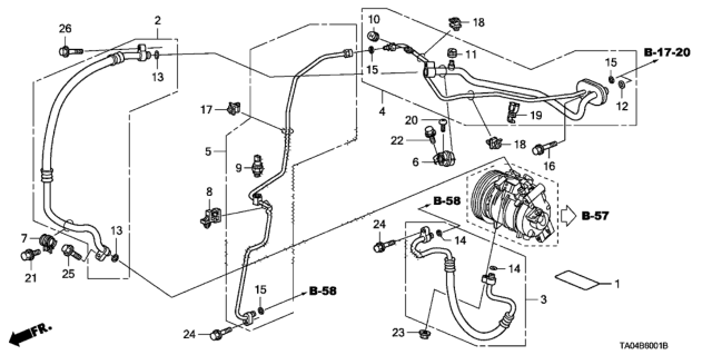 2008 Honda Accord Clamp A, Air Conditioner Pipe Diagram for 80360-TA0-A00