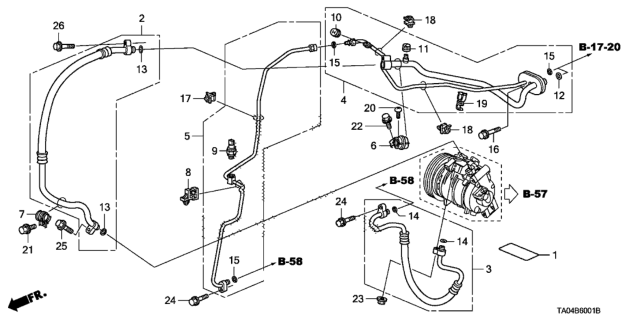 2009 Honda Accord A/C Hoses - Pipes (L4) Diagram 2