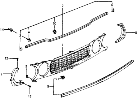 1978 Honda Accord Grille, Front Diagram for 62301-671-010