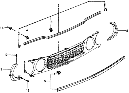 1977 Honda Accord 3 Door STD KA HMT Front Grille Diagram