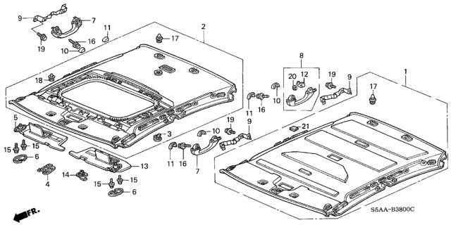 2004 Honda Civic Roof Lining Diagram