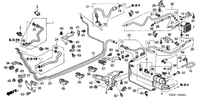 2003 Honda Civic Rubber E, Fuel Pipe Insulator Diagram for 91599-S5B-L00